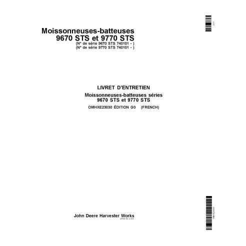 JD-OMHXE23030 Manual del operador de la cosechadora John Deere 9670 STS, 9770 STS FR (OMHXE23030)