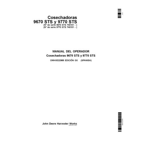 JD-OMHXE22988 Manual del operador de la cosechadora John Deere 9670 STS, 9770 STS ES (OMHXE22988)