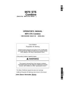 JD-OMHXE22999 Manuel d'utilisation de la moissonneuse-batteuse John Deere 9870 STS (OMHXE22999)