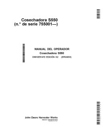 Manuel d'utilisation pdf de la moissonneuse-batteuse John Deere S550 ES - John Deere manuels - JD-OMHXE51472