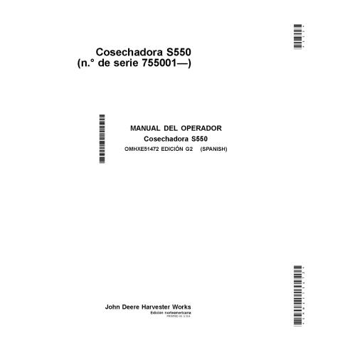 John Deere S550 cosechadora pdf manual del operador ES - John Deere manuales - JD-OMHXE51472