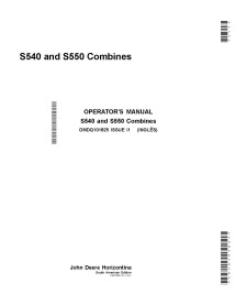 Manuel d'utilisation pdf de la moissonneuse-batteuse John Deere S540, S550 - John Deere manuels - JD-OMDQ101825