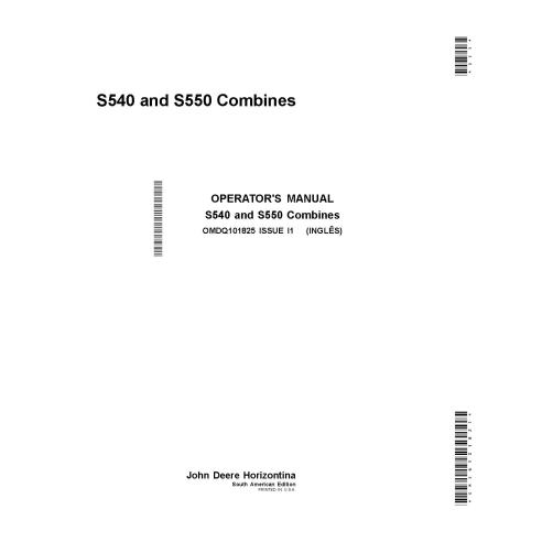 Manual do operador de PDF da colheitadeira John Deere S540, S550 - John Deere manuais - JD-OMDQ101825