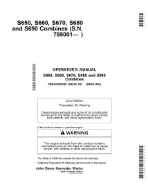 John Deere S650 STS, S660 STS, S670, S680, S685, S690 combine pdf operator's manual  - John Deere manuals