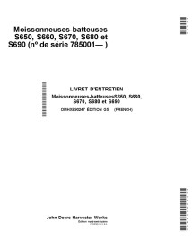 John Deere S650 STS, S660 STS, S670, S680, S685, S690 combine pdf operator's manual FR - John Deere manuals - JD-OMHXE90247