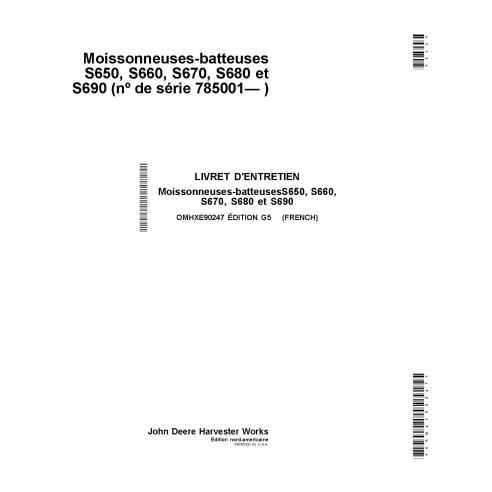 John Deere S650 STS, S660 STS, S670, S680, S685, S690 cosechadora pdf manual del operador FR - John Deere manuales - JD-OMHXE...