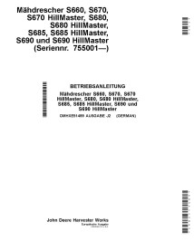 John Deere S660 STS, S670, S680, S685, S690 combinar pdf manual do operador DE - John Deere manuais - JD-OMHXE51489