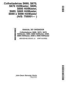 John Deere S660 STS, S670, S680, S685, S690 combine pdf operator's manual PT - John Deere manuals - JD-OMHXE51495