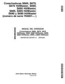 John Deere S660 STS, S670, S680, S685, S690 combine pdf operator's manual ES - John Deere manuals - JD-OMHXE51500