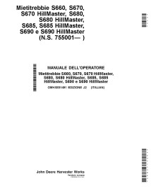 John Deere S660 STS, S670, S680, S685, S690 combinar PDF manual do operador IT - John Deere manuais - JD-OMHXE51491