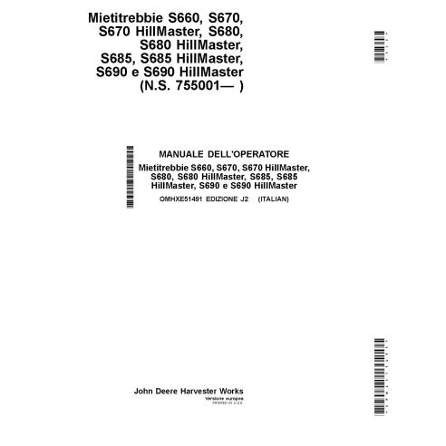 John Deere S660 STS, S670, S680, S685, S690 combinar PDF manual do operador IT - John Deere manuais - JD-OMHXE51491