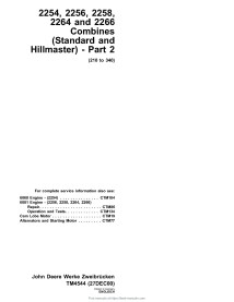 John Deere 2254, 2256, 2258, 2264, 2266 moissonneuse-batteuse manuel technique pdf - John Deere manuels - JD-TM4544