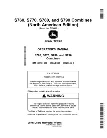 John Deere S760, S770, S780, S790 combinan el manual del operador en pdf - John Deere manuales - JD-OMHXE161554