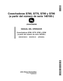 JD-OMHXE163313 Manual do operador da colheitadeira John Deere S760, S770, S780, S790 ES (OMHXE163313)