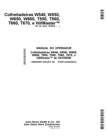 John Deere W540, W550, W650, W660, T550, T560, T660, T670 combinam PDF manual do operador PT - John Deere manuais - JD-OMZ93259