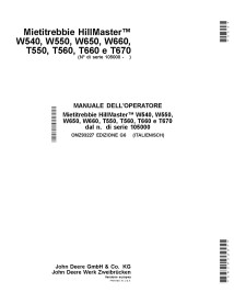 John Deere W540, W550, W650, W660, T550, T560, T660, T670 combinam PDF manual do operador IT - John Deere manuais - JD-OMZ93227