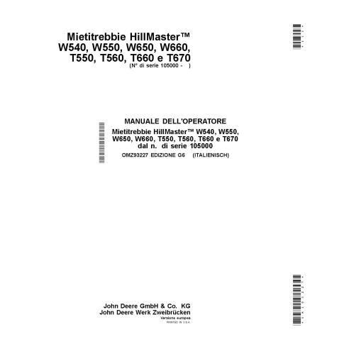 John Deere W540, W550, W650, W660, T550, T560, T660, T670 combinan pdf manual del operador IT - John Deere manuales - JD-OMZ9...