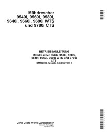 JD-OMZ82200 Manuel d'utilisation de la moissonneuse-batteuse John Deere 9540i, 9560i, 9580i, 9640i, 9660i, 9680i, 9780i DE (O...