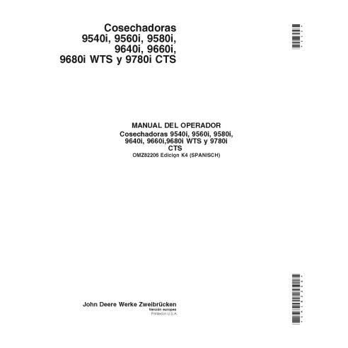 John Deere 9540i, 9560i, 9580i, 9640i, 9660i, 9680i, 9780i combinar pdf manual do operador ES - John Deere manuais - JD-OMZ82206