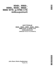 John Deere 9540i, 9560i, 9580i, 9640i, 9660i, 9680i, 9780i combine pdf operator's manual FI - John Deere manuals - JD-OMZ82226