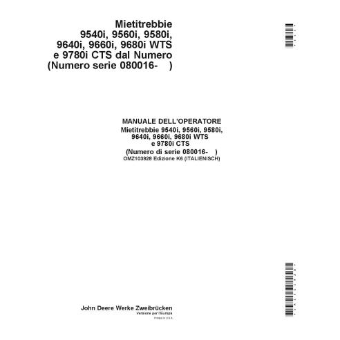 John Deere 9540i, 9560i, 9580i, 9640i, 9660i, 9680i, 9780i combine pdf operator's manual IT - John Deere manuals - JD-OMZ103928