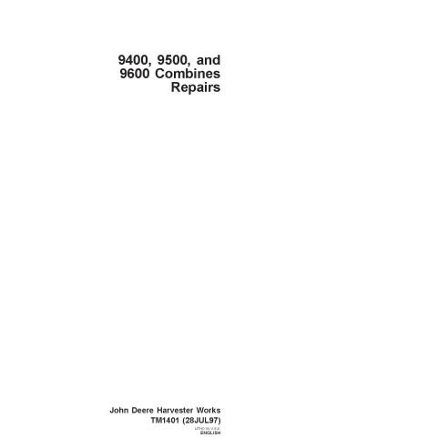 John Deere 9400, 9500, 9600 cosechadora pdf manual de reparación - John Deere manuales - JD-TM1401