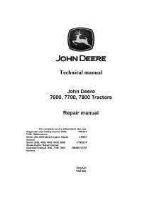 Manuel de réparation pdf des tracteurs John Deere 7600, 7700, 7800 - John Deere manuels - JD-TM1500