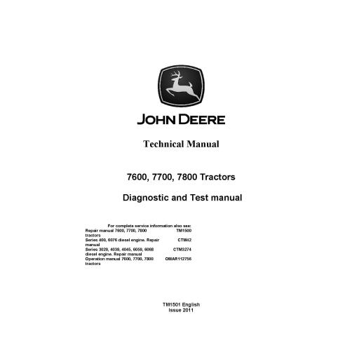 Manuel technique de diagnostic pdf tracteur John Deere 7600, 7700, 7800 - John Deere manuels - JD-TM1501