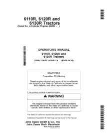 John Deere 6110R, 6120R, 6130R MY2015 tractors pdf operator's manual  - John Deere manuals - JD-OMAL219392