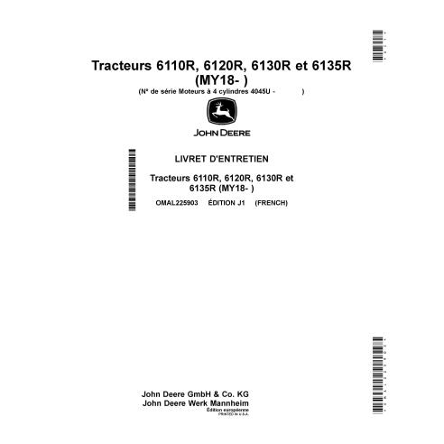 JD-OMAL225903 John Deere 6110R, 6120R, 6130R, 6135R MY2018- tractors operator's manual FR (OMAL225903)