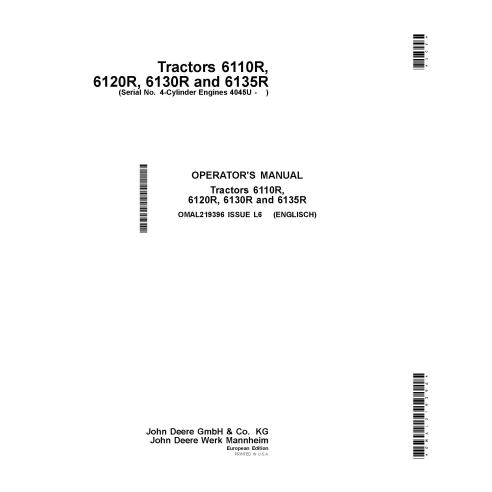 Manual do operador em pdf de tratores John Deere 6110R, 6120R, 6130R, 6135R MY2015-17 - John Deere manuais - JD-OMAL219396