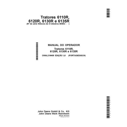 JD-OMAL219405 Manual del operador para tractores John Deere 6110R, 6120R, 6130R, 6135R MY2015-17 PT (OMAL219405)