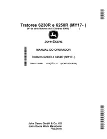 John Deere 6230R, 6250R MY2017- manual do operador em pdf de tratores PT - John Deere manuais - JD-OMAL224851