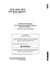 John Deere 6415, 6615, 6715, 6215 tractores pdf manual del operador - John Deere manuales - JD-OMAL162074