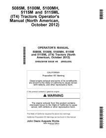John Deere 5085M, 5100M, 5100MH, 5115M, 5115ML Oct 2012-tracteurs pdf manuel de l'opérateur - John Deere manuels - JD-OMSU30108