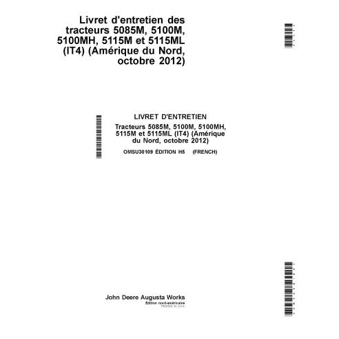 John Deere 5085M, 5100M, 5100MH, 5115M, 5115ML Out 2012- manual do operador em pdf para tratores FR - John Deere manuais - JD...