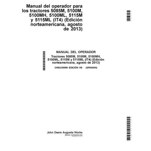 John Deere 5085M, 5100M, 5100MH, 5115M, 5115ML agosto 2013- manual do operador em pdf para tratores ES - John Deere manuais -...