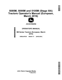 John Deere 5085M, 5100M, 5100MH, 5115M, 5115ML março 2016- manual do operador em pdf para tratores - John Deere manuais - JD-...