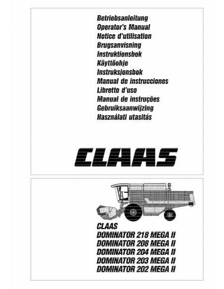 CLA-1879610 Claas Dominator Mega II 202 - 218 combine harvester operator's manual