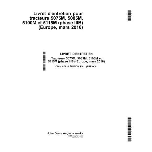 John Deere 5085M, 5100M, 5100MH, 5115M, 5115ML março 2016- manual do operador em pdf para tratores FR - John Deere manuais - ...