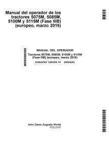 John Deere 5085M, 5100M, 5100MH, 5115M, 5115ML Mar 2016- tractors pdf operator's manual ES - John Deere manuals - JD-OMSU47627