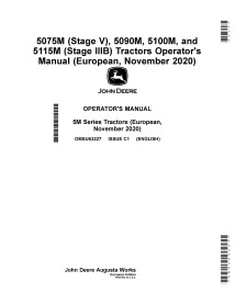 John Deere 5075M (Estágio V), 5090M, 5100M e 5115 Nov 2020 - manual do operador em pdf para tratores - John Deere manuais - J...