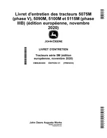 John Deere 5075M (Stage V), 5090M, 5100M et 5115 Nov 2020- tracteurs manuel d'utilisation pdf FR - John Deere manuels - JD-OM...