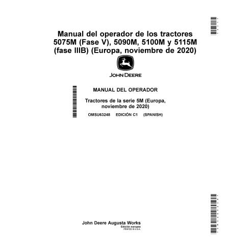 John Deere 5075M (Estágio V), 5090M, 5100M e 5115 Nov 2020 - manual do operador em pdf ES - John Deere manuais - JD-OMSU63248