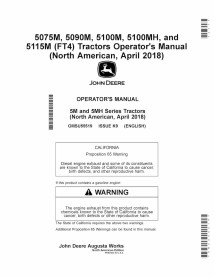 John Deere 5075M, 5090M, 5100M, 5100MH et 5115M (FT4) avril 2018-tracteurs pdf manuel de l'opérateur - John Deere manuels - J...