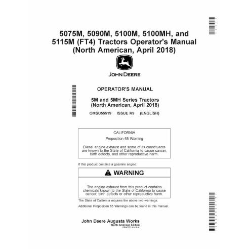 John Deere 5075M, 5090M, 5100M, 5100MH e 5115M (FT4) abril de 2018 - manual do operador em pdf para tratores - John Deere man...