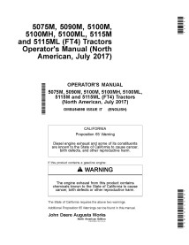 JD-OMSU54598 John Deere 5075M, 5090M, 5100M, 5100MH, 5100ML,5115M and 5115ML (FT4) Jul 2017- tractors pdf operator's manual