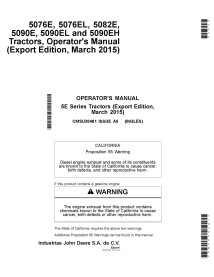 John Deere 5076E, 5076EL, 5082E,\r\n5090E, 5090EL and 5090EH March 2015 - tractors pdf operator's manual  - John Deere manual...