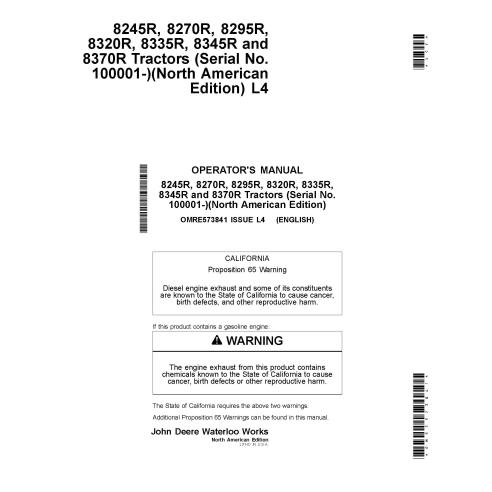 John Deere 8245R, 8270R, 8295R, 8320R, 8335R, 8345R, 8370R SN 100001- tractores pdf manual del operador - John Deere manuales...