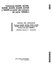 John Deere 8245R, 8270R, 8295R, 8320R, 8345R, 8370R, 8400R SN100001- manual do operador em pdf para tratores ES - John Deere ...